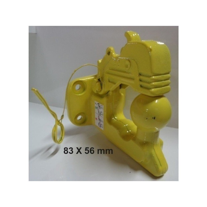 Crochet d'attelage jaune. Entraxe 83X56 - 4 trous Dia.10.5mm