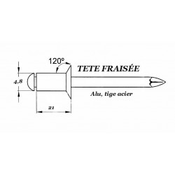 RIVET tête fraisée 4.8 x 20mm