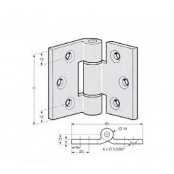 CHARNIERE ALUminium  80 x...