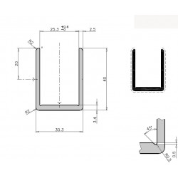 PROFIL U ALU BRUT INTERIEUR...