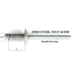 RIVET HARD LOCK ACIER 6.4x14mm